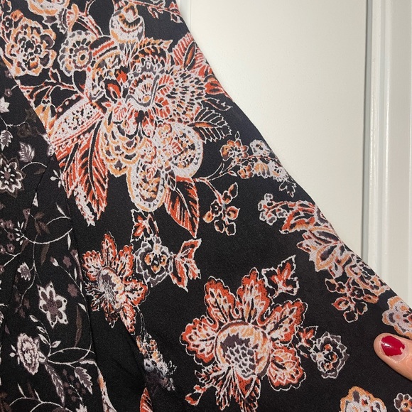 🌻Women’s Free People Lucky Loosey Floral Print Boho Mini Dress Onyx Combo Sz S - Picture 9 of 16